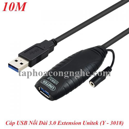 Unitek 98568 Y-3018 3.0 10M màu Đen Cáp Usb Nối Dài Extension kèm nguồn 30098568